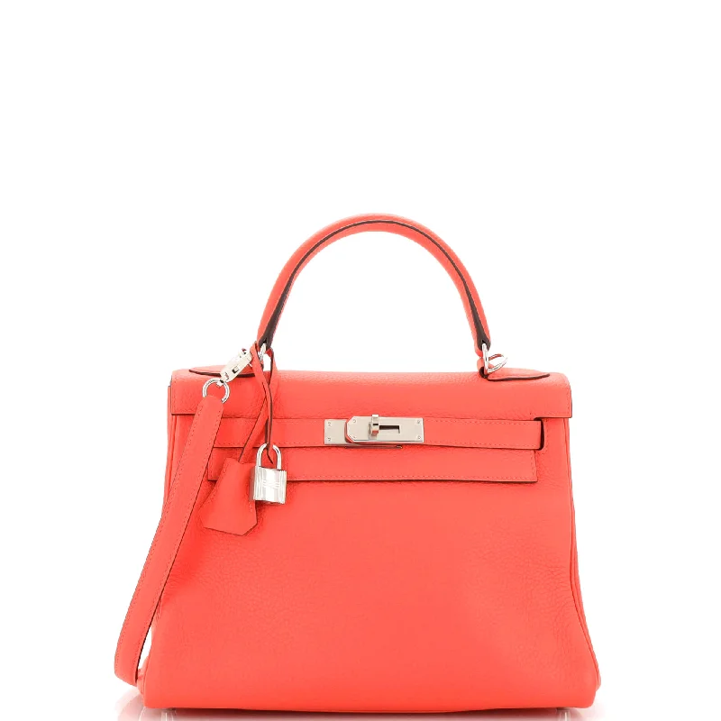 Kelly Handbag Rose Texas Clemence with Palladium Hardware 28