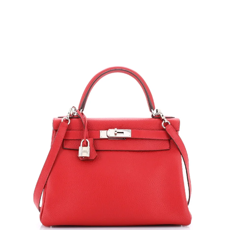 Kelly Handbag Rouge Casaque Clemence with Palladium Hardware 28