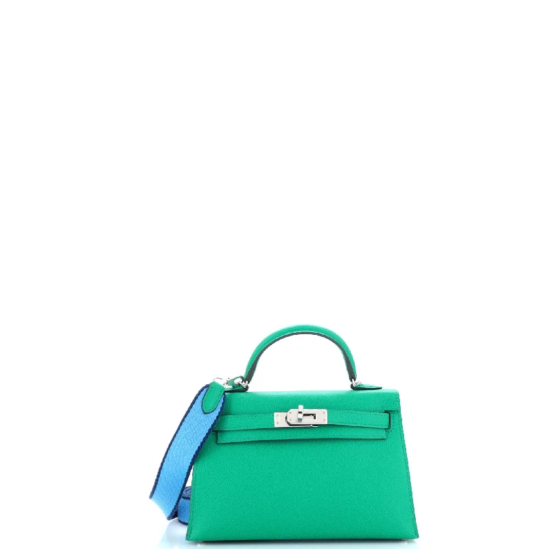 Kelly Mini II Amazone Handbag Green Epsom with Palladium Hardware 20