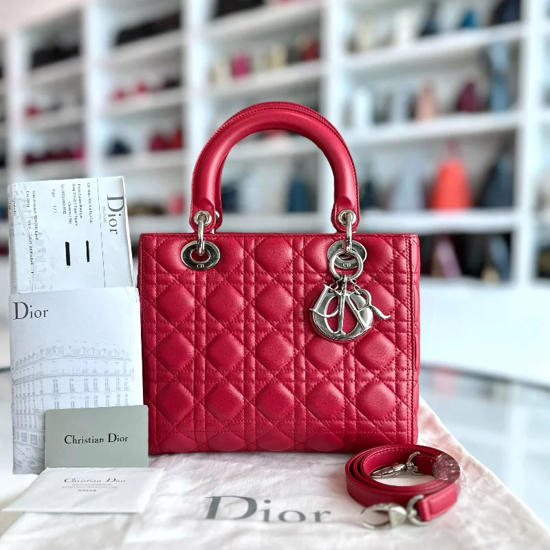 *Receipt*  Lady Medium Cannage Lambskin Red SHW